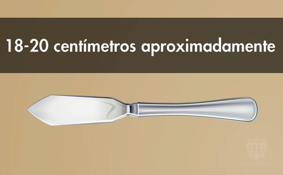 El tamaño de la pala de pescado depende de cada cubertería. No hay un tamaño estándar definido pero sí suele haber unas medidas habituales