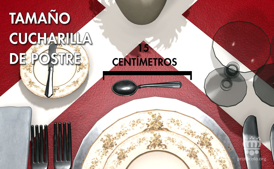 Tamaño común de una cucharilla de postre. El tamaño de una cucharilla de postre es menor que la cuchara de mesa o sopera