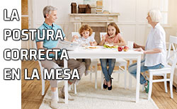 Icono Postura apropiada en la mesa Familia sentada de forma correcta a la mesa