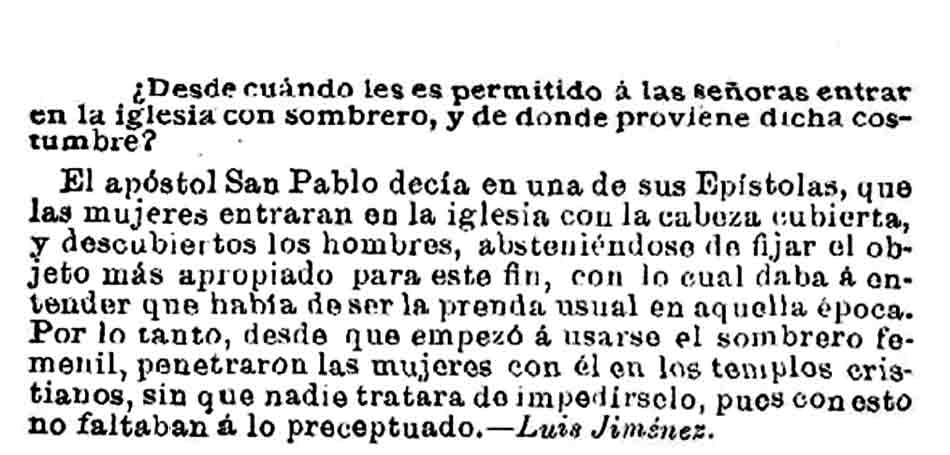 Uso del sombrero en la iglesia. Desde cuando las mujeres pueden permanecer cubiertas en la iglesia