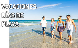 Icono vacaciones playa Familia pasea tranquilamente por la orilla de una playa