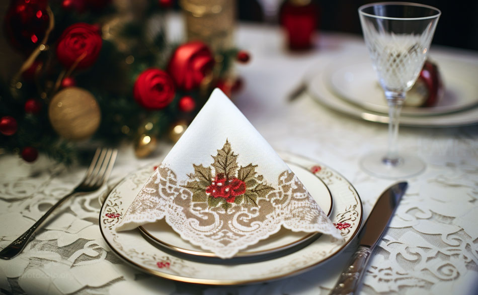Hay servilletas de Navidad con decoradas con todo tipo de motivos y estampados. Las servilletas pueden ir a juego con el mantel o pueden hacer un cierto contraste con él