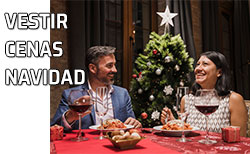 Icono vestir comidas Navidad Pareja elegantemente vestida cena Navidad